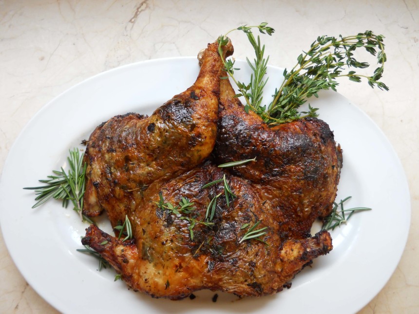Whole Roasted Chicken—Brick Pressed Roman Style