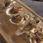 Roasted Oysters with Wild Mushrooms and Pancetta Ragout