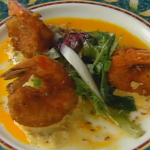 Yuca-stuffed Shrimp with a Sour Orange Mojo and Scotch Bonnet Tartar Salsa