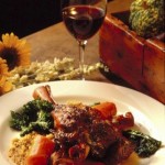Braised Lamb Shanks with Carrots, leeks, and Coriander Sauce