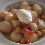 Bay Scallops with Rosemary Whipped Cream and Chickpeas