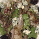 Quail Salad with Pate, Baby Greens, Roquefort Cheese and Caramelized Shallots & Sherry Vinegar