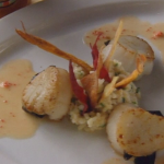 Caramelized Sea Scallops, Truffles, and Lobster Coral – Butter Sauce