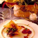 Crisp Napoleon of Foie Gras with Caramelized Turnip and Marinated Red Onions
