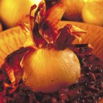 Baked Vidalia Onion with Chive Blossom Vinaigrette