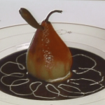 Poached Pear Stuffed with Ice Cream ▶