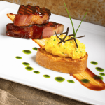 “BACON AND EGGS” WITH NIMAN RANCH BACON AND DUCK EGGS