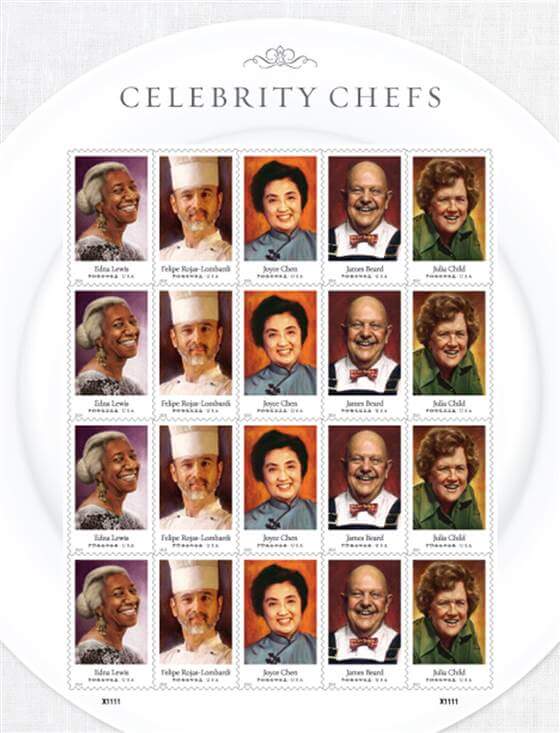 Julia Child and other celebrity chefs honored on new stamps