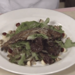 Morel-crusted Trout Salad  with Apple and Walnut Vinaigrette