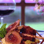 Roast Rack of Lamb with Sun-dried Tomato and Apple-smoked Bacon