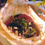 Papillotte of Kumu with Basil, Seaweed, and Shiitake Mushrooms