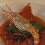 Grilled Kahuku Prawn  Relleno with Puna Goat Cheese and Smoky Tomato Salsa