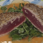 Sesame-Mustard Seed-crusted Tuna with Blood Orange and Watercress
