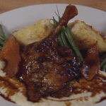 Roasted Duck Leg over Two Grits