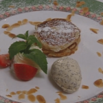 Bohemian Pancakes with Plum Gelee and Poppy Seed Parfait
