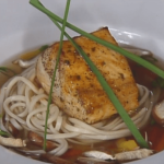 Thai-barbecued Lacquered Wahoo Over a Lemongrass-Ginger Broth on Udon Noodles