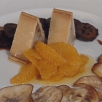 Poached Pear Terrine with Black Nuts and Orange Ragoût