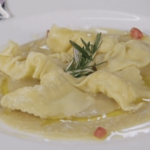 Scampi Ravioli with Rosemary and Chick-pea Cream