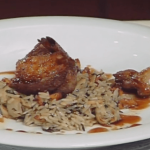 Roasted Squab with Peppermint Oil and Wild Mushroom Risotto