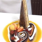 Chocolate-Macadamia Nut Meringue with Tropical Fruit Cream