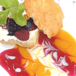 Feuillant of Fresh Berries with Mango-Raspberry Coulis