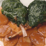 Lamb Chops with Wild Mushrooms Wrapped in Spinach Leaves