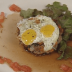 Duck and Sweet Potato Hash with Quail Eggs, Sunny Side Up