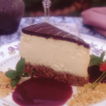 White Chocolate Mousse Cake with Frangelico Cream and Hazelnut Praline