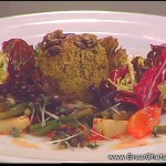 Tureen of Polenta and Pumpkin Seeds on Bean and Artichoke Salad